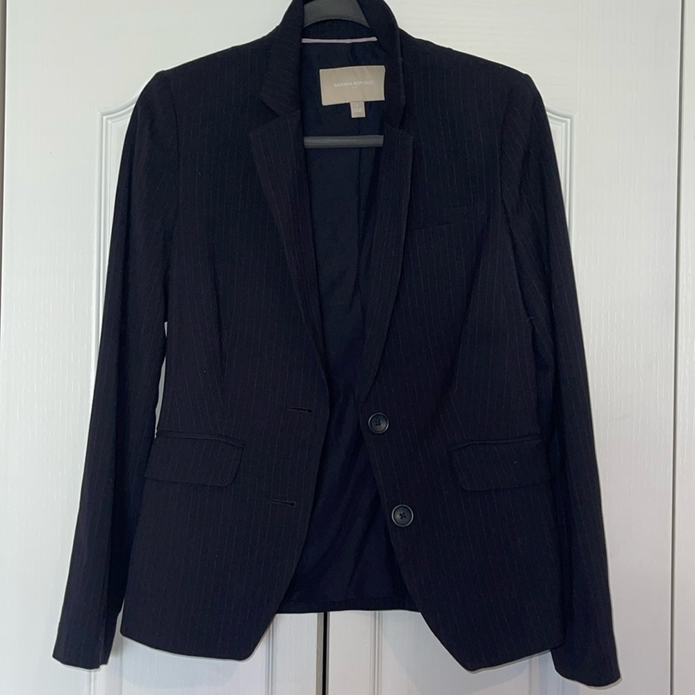 Banana Republic Navy Blue Pinstripe Suit Jacket